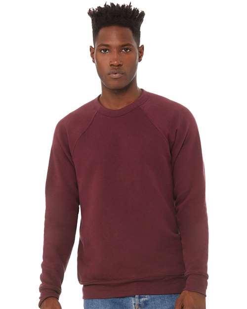 Sponge Fleece Raglan Crewneck Sweatshirt - BELLA + CANVAS | Soft, Stylish, and Unisex Bella Canvas Small Maroon