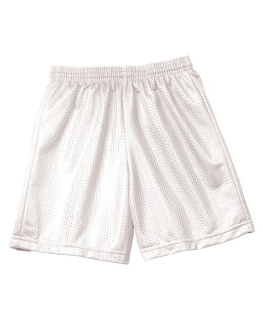 Custom Youth Mesh Shorts – 6-Inch Inseam & Moisture-Wicking SOYT Printing Company X-Small White