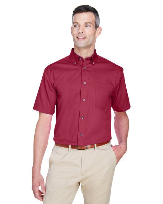 Custom Short-Sleeve Twill Shirt – Stain-Release & Wrinkle-Resistant SOYT Printing Company Small Wine Red