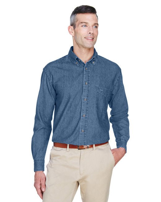 Custom Long-Sleeve Denim Shirt – Comfortable, Durable & Garment-Washed SOYT Printing Company Small Light Denim