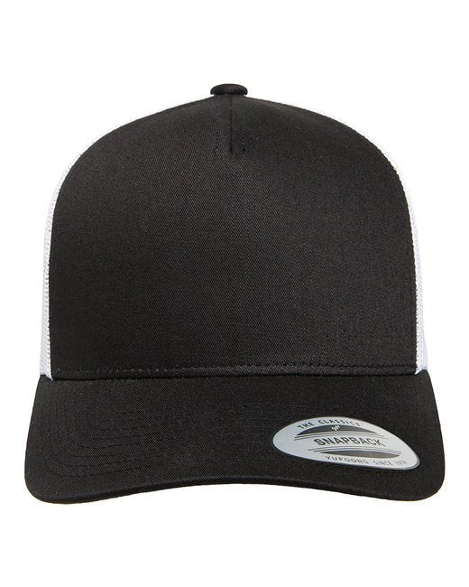 Customizable Mid-Profile Retro Trucker Cap – Durable Style with Online Design Show Off Your Threads Printing Company One Size Black/ White