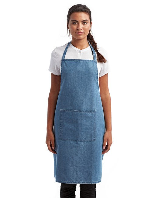 Custom Recycled Bib Apron with Pocket – Adjustable & Durable SOYT Printing Company Blue Denim