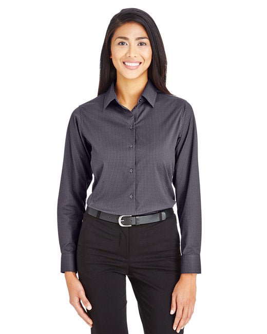 Custom Ladies' Tonal Mini Check Shirt – Luxurious & Performance-Driven SOYT Printing Company X-Small Carbon Grey