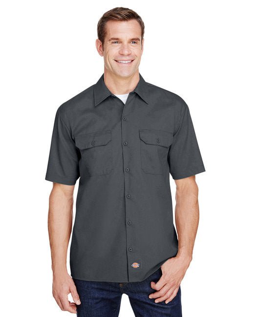 Custom Short-Sleeve Work Shirt – FLEX Fabric & Stain-Resistant SOYT Printing Company Small Charcol