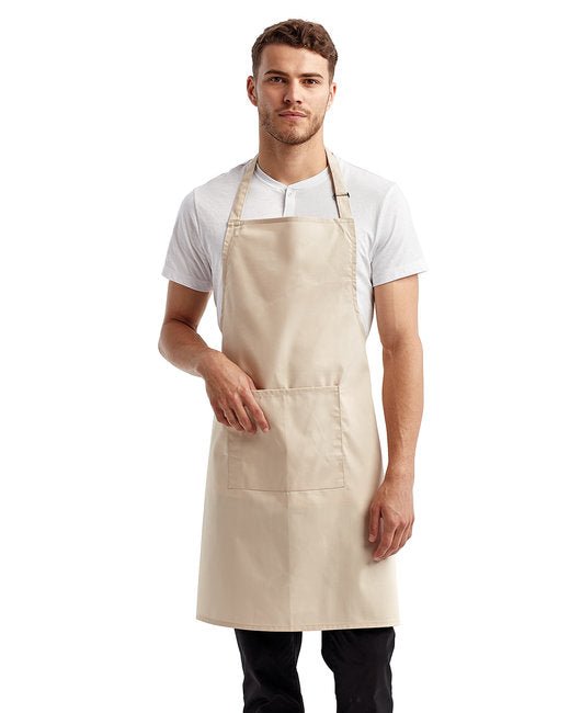 Custom Recycled Bib Apron with Pocket – Adjustable & Durable SOYT Printing Company Natural