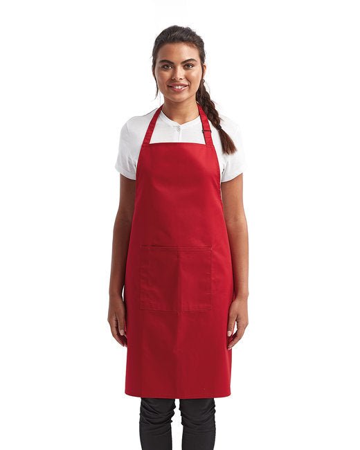 Custom Recycled Bib Apron with Pocket – Adjustable & Durable SOYT Printing Company Red
