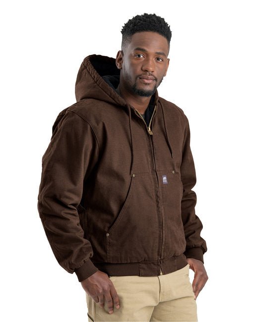 Berne Men's Highland Washed Cotton Duck Hooded Jacket – Durable and Insulated Workwear Berne Small Bark