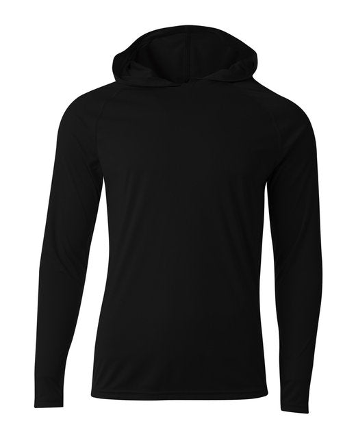 Custom Performance Hooded T-Shirt – Cooling, Durable & UV Protected Long Sleeve A4 Small Black