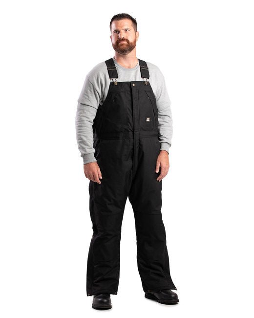 Berne Men's Heartland Insulated Washed Duck Bib Overall – Rugged and Warm Workwear Berne Small Black