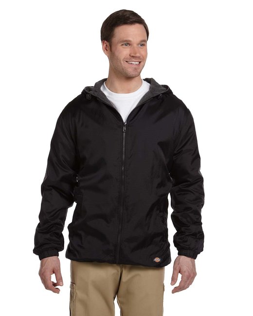 Dickies Men's Fleece-Lined Hooded Nylon Jacket – Water-Resistant Workwear Dickies Small Black