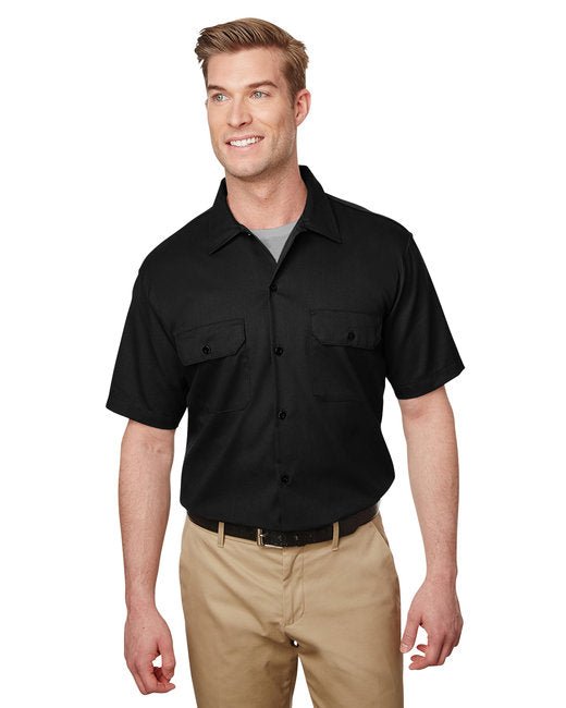 Dickies Men's Short Sleeve Slim Fit Flex Twill Work Shirt – Moisture-Wicking & Durable Dickies Small Black