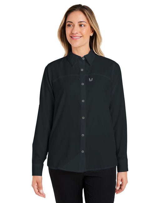 HUK Ladies' Tide Point Long Sleeve Shirt – Protective, Stretchable, and Stylish Huk Small Black