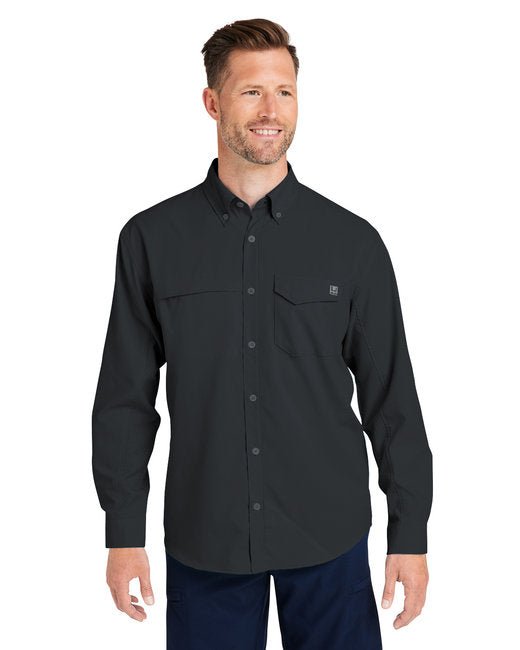 HUK Men's Tide Point Long Sleeve Shirt – Protective, Moisture-Wicking, and Breathable Huk Small Black