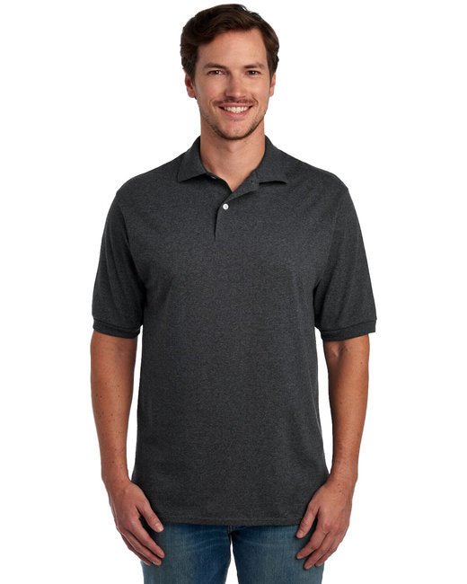 Jerzees Adult SpotShield™ Stain-Resistant Jersey Polo Shirt Jerzees Small Black Heather