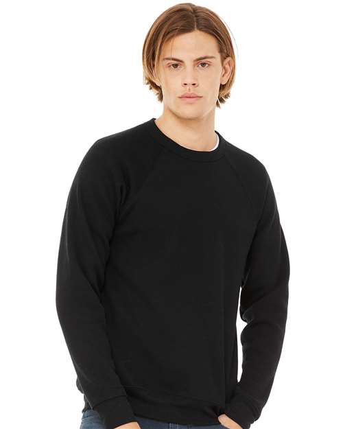 Sponge Fleece Raglan Crewneck Sweatshirt - BELLA + CANVAS | Soft, Stylish, and Unisex Bella Canvas Small Black