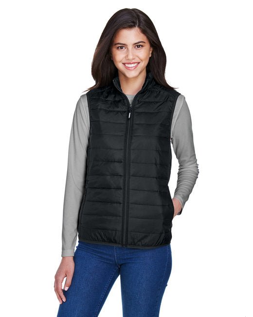 CORE365 Ladies' Prevail Packable Puffer Vest – Lightweight, Water-Resistant, and Travel-Friendly Core365 X-Small Black