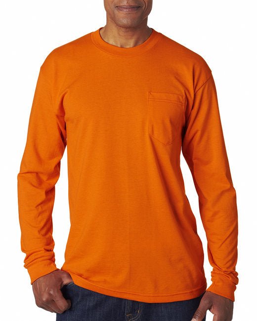 Bayside Adult USA Made Long-Sleeve T-Shirt with Pocket – Durable, Comfortable, and American-Made Berne Small Bright Orange
