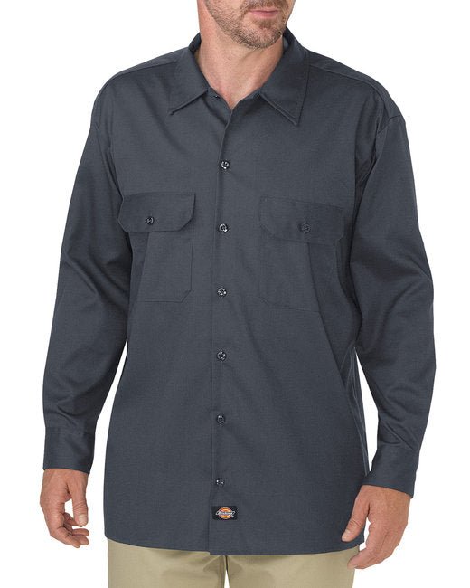 Dickies Men's FLEX Relaxed Fit Long-Sleeve Twill Work Shirt – Comfortable & Durable Dickies Medium Charcoal