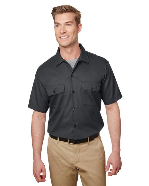 Dickies Men's Short Sleeve Slim Fit Flex Twill Work Shirt – Moisture-Wicking & Durable Dickies Small Charcoal Grey