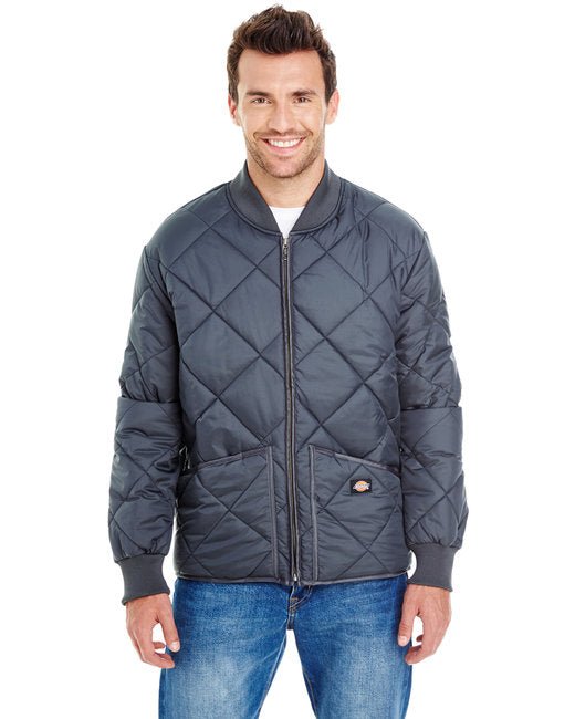 Dickies Men's Diamond Quilted Nylon Jacket – Water-Resistant, Warm & Durable Dickies Medium Navy Blue