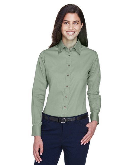 Custom Ladies' Long-Sleeve Twill Shirt – Stain-Release & Professional Fit SOYT Printing Company X-Small Dill