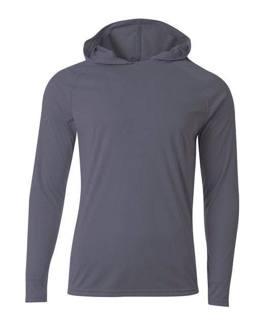 Custom Performance Hooded T-Shirt – Cooling, Durable & UV Protected Long Sleeve A4 Small Graphite
