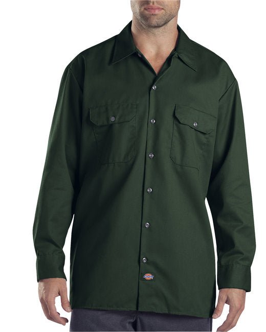Dickies Unisex Long-Sleeve Work Shirt – Durable, Easy-Care Workwear Dickies Small Hunter Green
