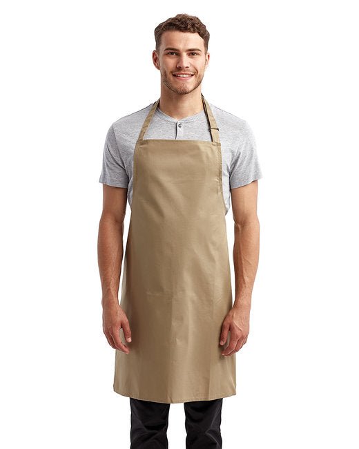 Custom Recycled Bib Apron – Eco-Friendly & Adjustable Neckband SOYT Printing Company Khaki