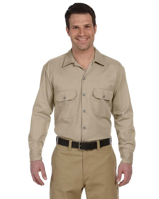 Dickies Unisex Long-Sleeve Work Shirt – Durable, Easy-Care Workwear Dickies Small Khaki