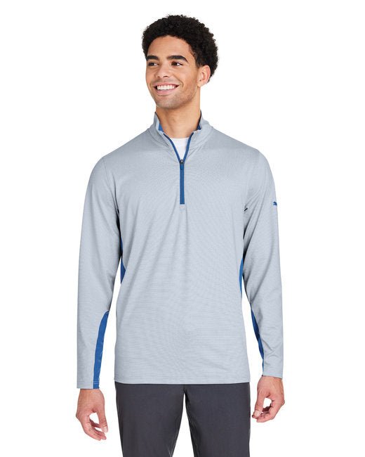 Puma Golf Men's Mesa Stripe Quarter-Zip – Stretch Performance, UV Protection Puma Small Lake Blue/ White
