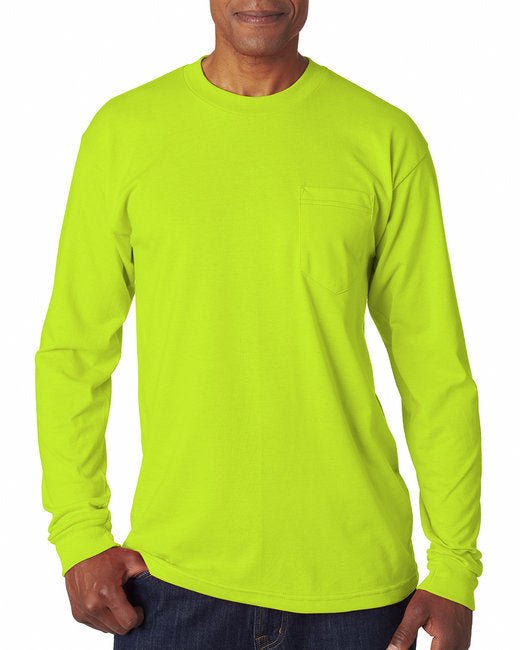 Bayside Adult USA Made Long-Sleeve T-Shirt with Pocket – Durable, Comfortable, and American-Made Berne Small Lime Green