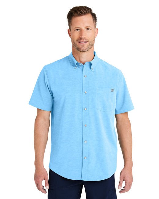 HUK Men's Kona Solid Short Sleeve Shirt – Stretchable, Protective, and Versatile Huk Small Marolina Blue