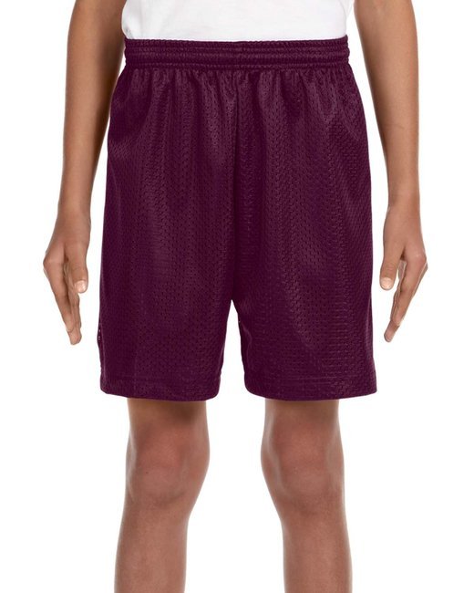 Custom Youth Mesh Shorts – 6-Inch Inseam & Moisture-Wicking SOYT Printing Company X-Small Maroon