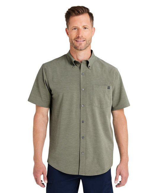 HUK Men's Kona Solid Short Sleeve Shirt – Stretchable, Protective, and Versatile Huk Small Moss Green