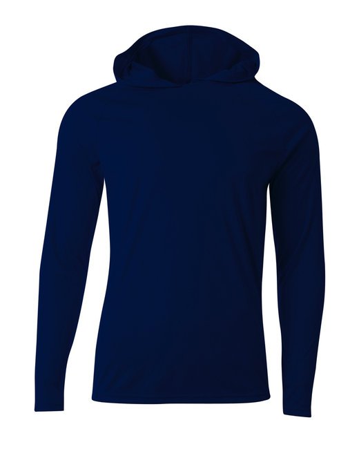Custom Performance Hooded T-Shirt – Cooling, Durable & UV Protected Long Sleeve A4 Small Navy Blue