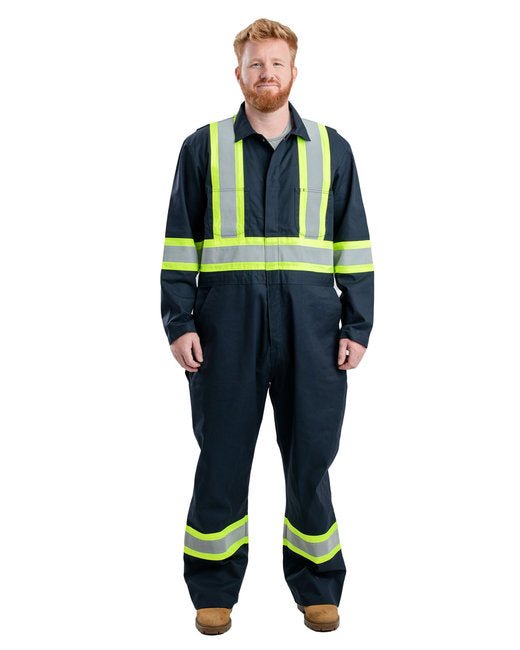 Berne Men's Safety Striped Unlined Coverall – Durable and High-Visibility Workwear Berne Small Navy Blue