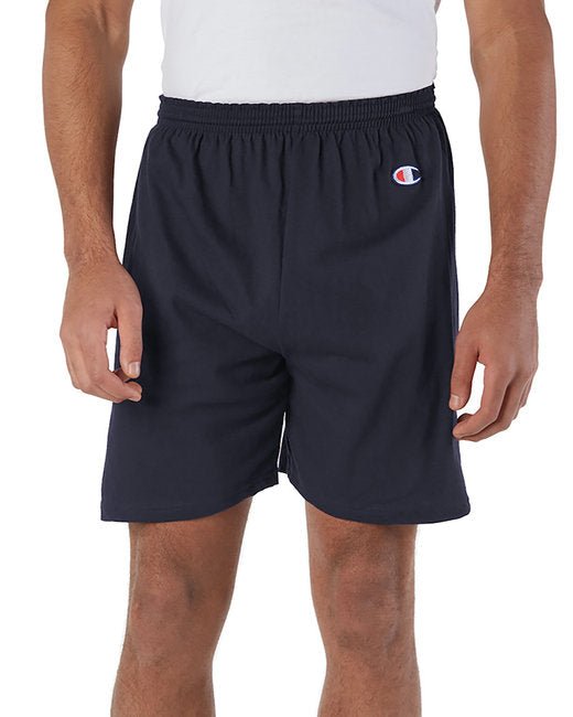 Custom Cotton Gym Shorts – 6-Inch Inseam & Sustainable Fabric Shorts Champion Small Navy Blue
