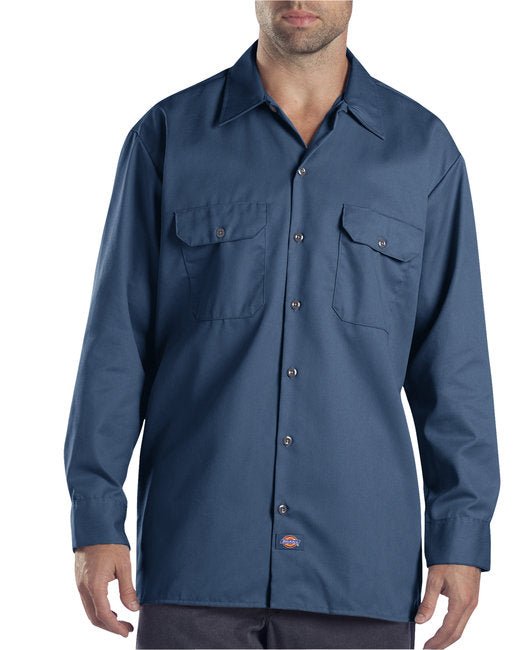 Dickies Unisex Long-Sleeve Work Shirt – Durable, Easy-Care Workwear Dickies Small Navy Blue