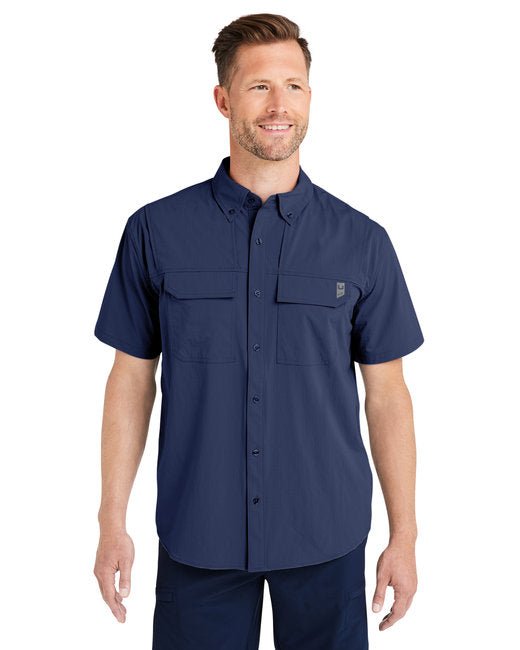 HUK Men's Creekbed Short Sleeve Shirt – Lightweight, Ventilated, and Protective Huk Small Navy Blue