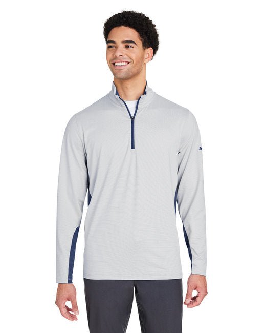 Puma Golf Men's Mesa Stripe Quarter-Zip – Stretch Performance, UV Protection Puma Small Navy Blue/ White