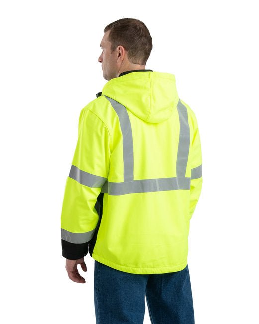 Berne Men's Hi-Vis Class 3 Hooded Softshell Jacket – Visibility, Comfort, and Protection Berne