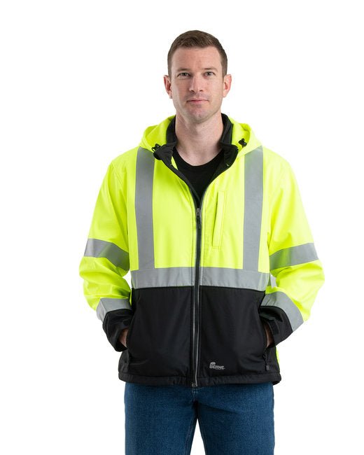 Berne Men's Hi-Vis Class 3 Hooded Softshell Jacket – Visibility, Comfort, and Protection Berne Medium Yellow