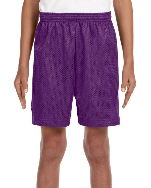 Custom Youth Mesh Shorts – 6-Inch Inseam & Moisture-Wicking SOYT Printing Company X-Small Purple