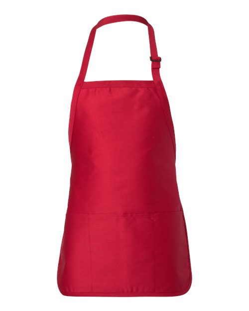 Full-Length Apron With Pouch Pocket - Q-Tees | Customizable and Functional Q-Tees One Size Red
