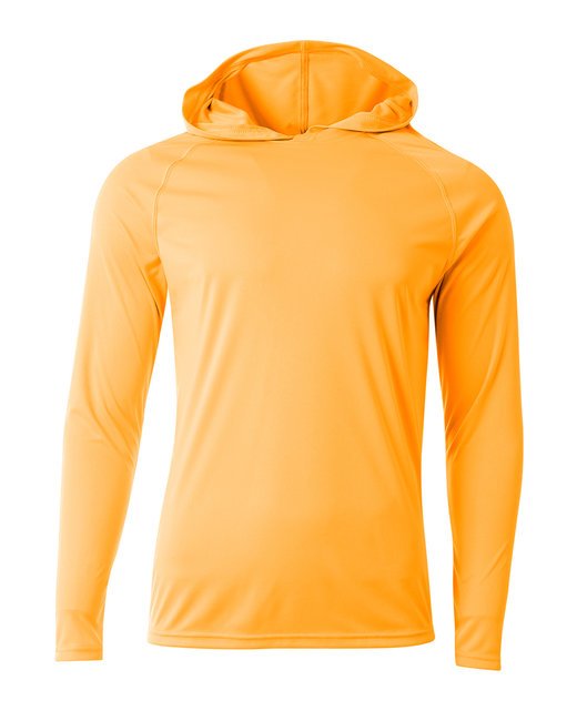 Custom Performance Hooded T-Shirt – Cooling, Durable & UV Protected Long Sleeve A4 Small Safety Orange