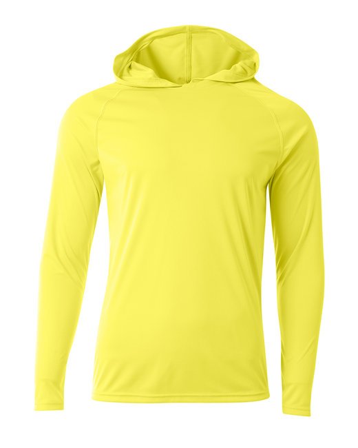 Custom Performance Hooded T-Shirt – Cooling, Durable & UV Protected Long Sleeve A4 Small Safety Yellow