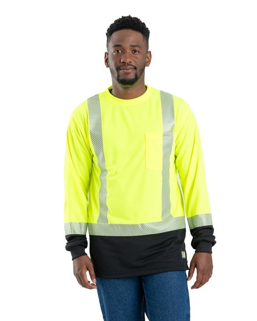 Berne Men's Hi-Vis Class 3 Color Blocked Long-Sleeve T-Shirt – Safety and Comfort Berne Medium Yellow
