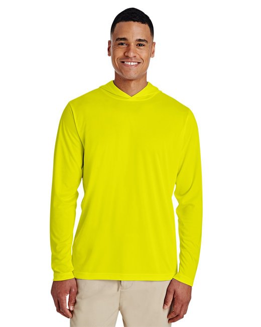 Custom Performance Hooded T-Shirt – Lightweight, UV Protected & Durable Long Sleeve Team 365 X-Small Safety Yellow