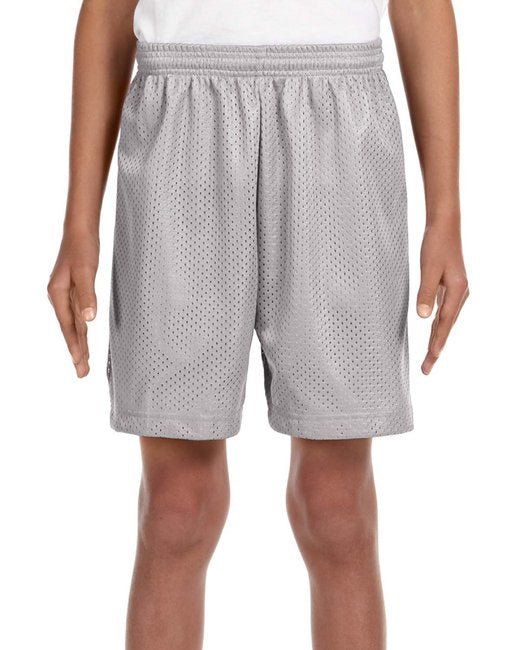 Custom Youth Mesh Shorts – 6-Inch Inseam & Moisture-Wicking SOYT Printing Company X-Small Silver
