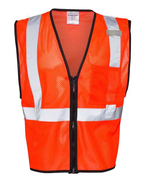 Single Pocket Zipper Mesh Class 2 Vest - Kishigo | High-Visibility Safety Vest Kishigo S/M Fluoresce Red